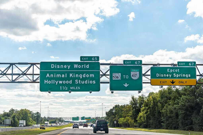 Highway exit signs for Disney World attractions