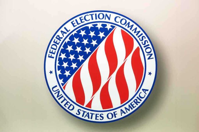 Logo of the Federal Election Commission featuring the USA flag