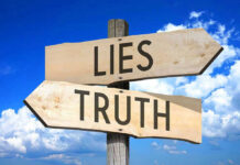SHOCKING Twist — ICE Lie Unraveled Signs pointing to Lies and Truth against sky.