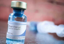 Fentanyl vial labeled as opioid analgesic.