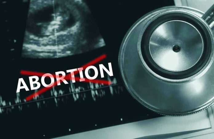 Ultrasound, stethoscope, and ABORTION crossed out in red.