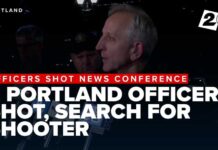 Two Portland police officers shot, search for shooter
