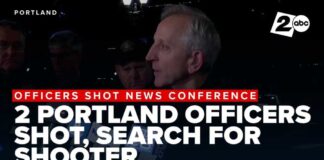Two Portland police officers shot, search for shooter