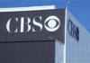 Exterior view of the CBS building with its logo prominently displayed