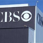 Exterior view of the CBS building with its logo prominently displayed