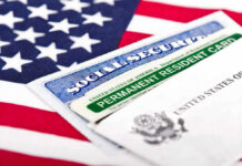 Green Cards Yanked—Then Arrests Begin Social Security card and green card on flag.