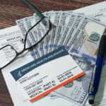 Massive Medicare Fraud EXPOSED in LA—Jaws Drop! Medicare card glasses pen money on wooden table