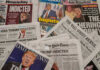 Newspaper headlines about Trumps indictment.