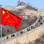 Congress Targets China’s Fentanyl Lifeline Chinese flag by the Great Wall of China.
