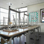 Classrooms Flip: White Kids No Longer Majority Empty classroom with chairs on top of desks.
