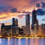 Bears Bolt? Indiana Power Play Chicago skyline at sunset with colorful clouds