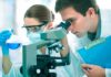 Child’s ‘Fatal’ Tumor Vanishes — Stuns Doctors Two scientists conducting an experiment in a laboratory, one looking through a microscope and the other holding a flask with blue liquid