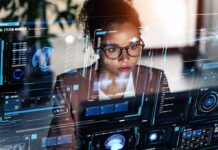 Navy’s $1M Brain Game Raises Eyebrows A woman analyzing data on a futuristic digital interface