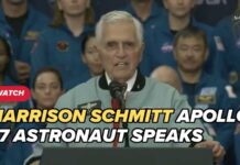 Apollo 17's Harrison Schmitt speaks ahead of Trump at Johnson Space Center