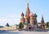 St. Basil’s Cathedral with colorful onion domes in Red Square