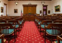 Procedural Time Bomb in Chauvin Conviction Courtroom with wooden benches facing the judge's bench