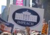 Impeachment Fever Hits Capitol Protest crowd holding an impeach sign with the White House emblem
