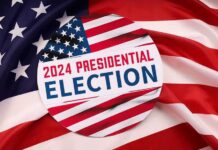 GOP Blitz Brands El‑Sayed ‘Dangerously Radical’ Button for 2024 presidential election on American flag