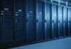 Row of server racks in a data center